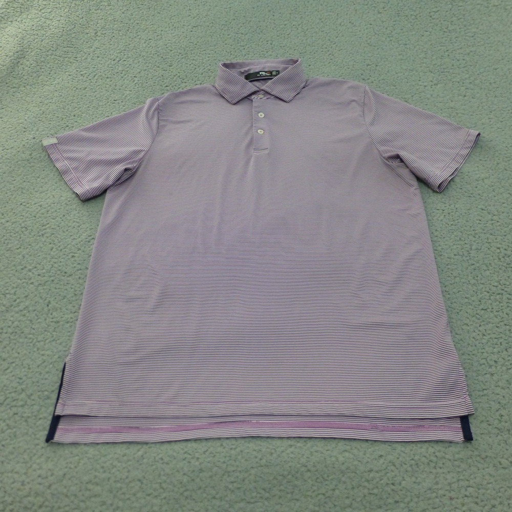 RLX Ralph Lauren Golf Polo Shirt Mens Medium Purple Micro Stripe Performance
